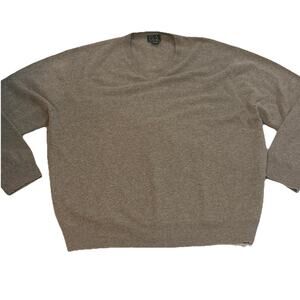 jos a bank cashmere sweater Men L Beige V neck Long Sleeve 2XL